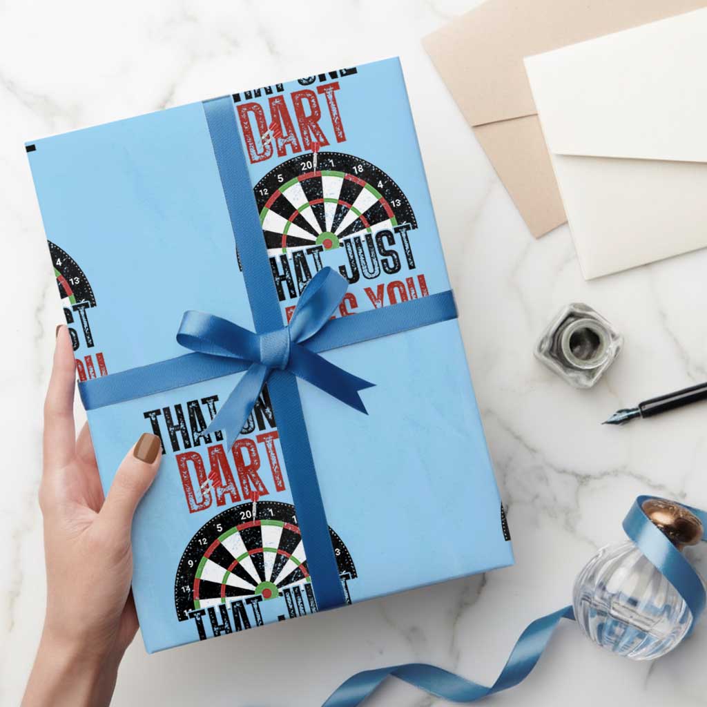That One Dart That Just Hates You Wrapping Paper Roll Funny Dartist Gift TS12 Light Blue Print Your Wear