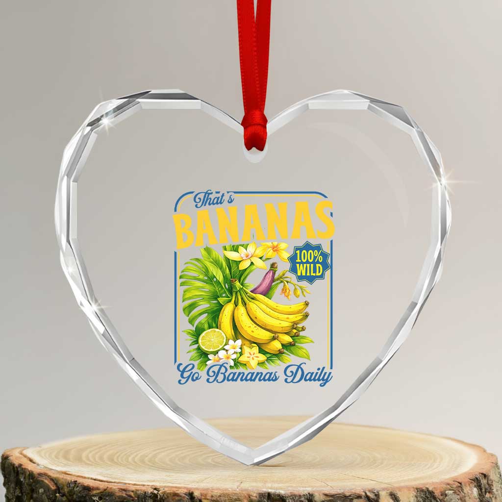 That's Bananas Heart Crystal Glass Ornament Funny Banana Summer Fruit Food Pun TS14 Transparent Glass 3'' Heart Print Your Wear
