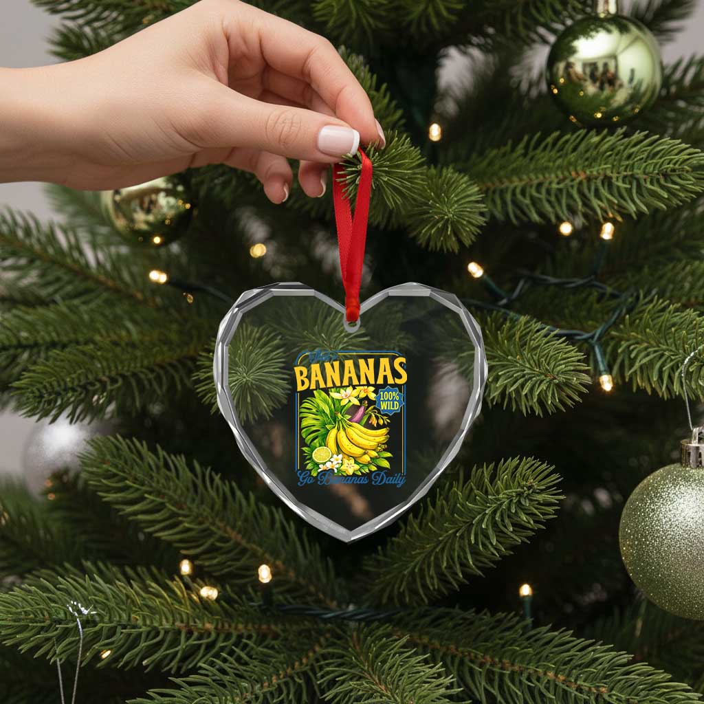 That's Bananas Heart Crystal Glass Ornament Funny Banana Summer Fruit Food Pun TS14 Print Your Wear