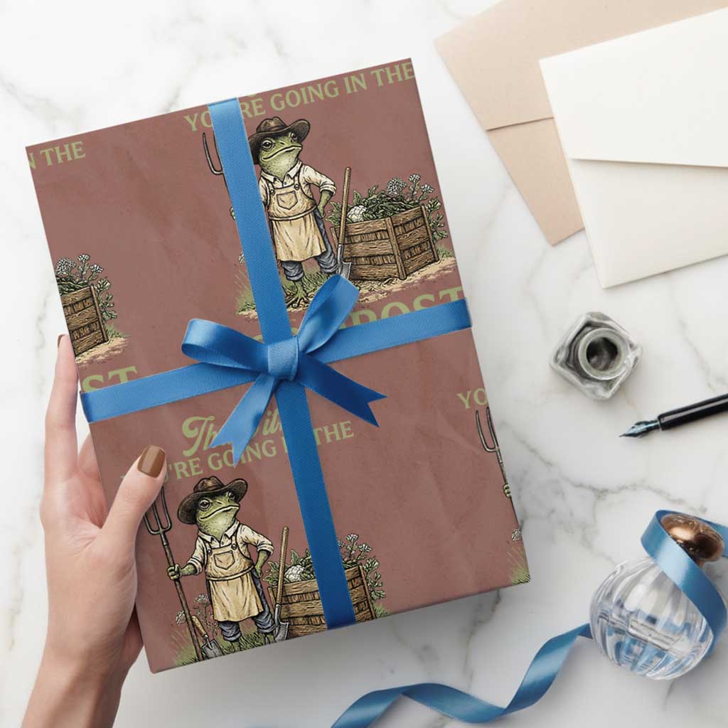 That's It You're Going in the Compost Wrapping Paper Roll Funny Frog Gardener Meme TS14 Mocha Print Your Wear