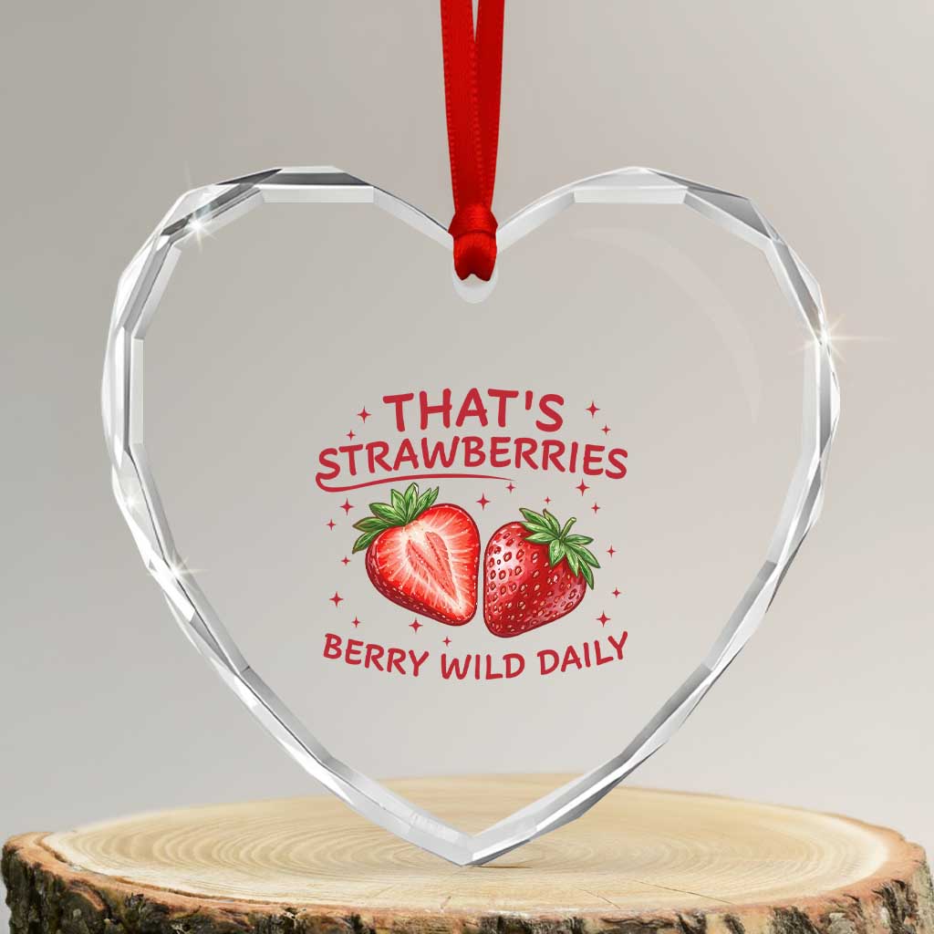 That’s Strawberries Heart Crystal Glass Ornament Summer Fruit Festival TS14 Transparent Glass 3'' Heart Print Your Wear