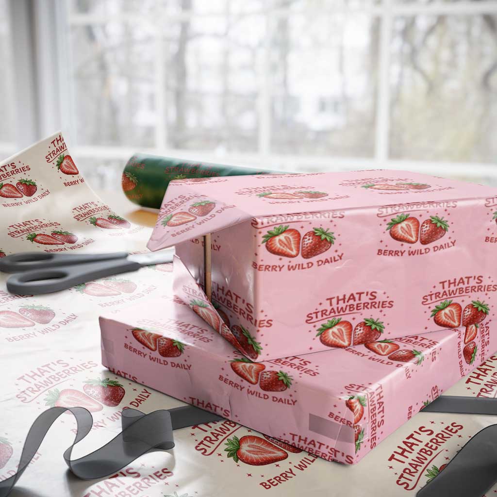 That’s Strawberries Wrapping Paper Roll Summer Fruit Festival TS14 Light Pink Print Your Wear