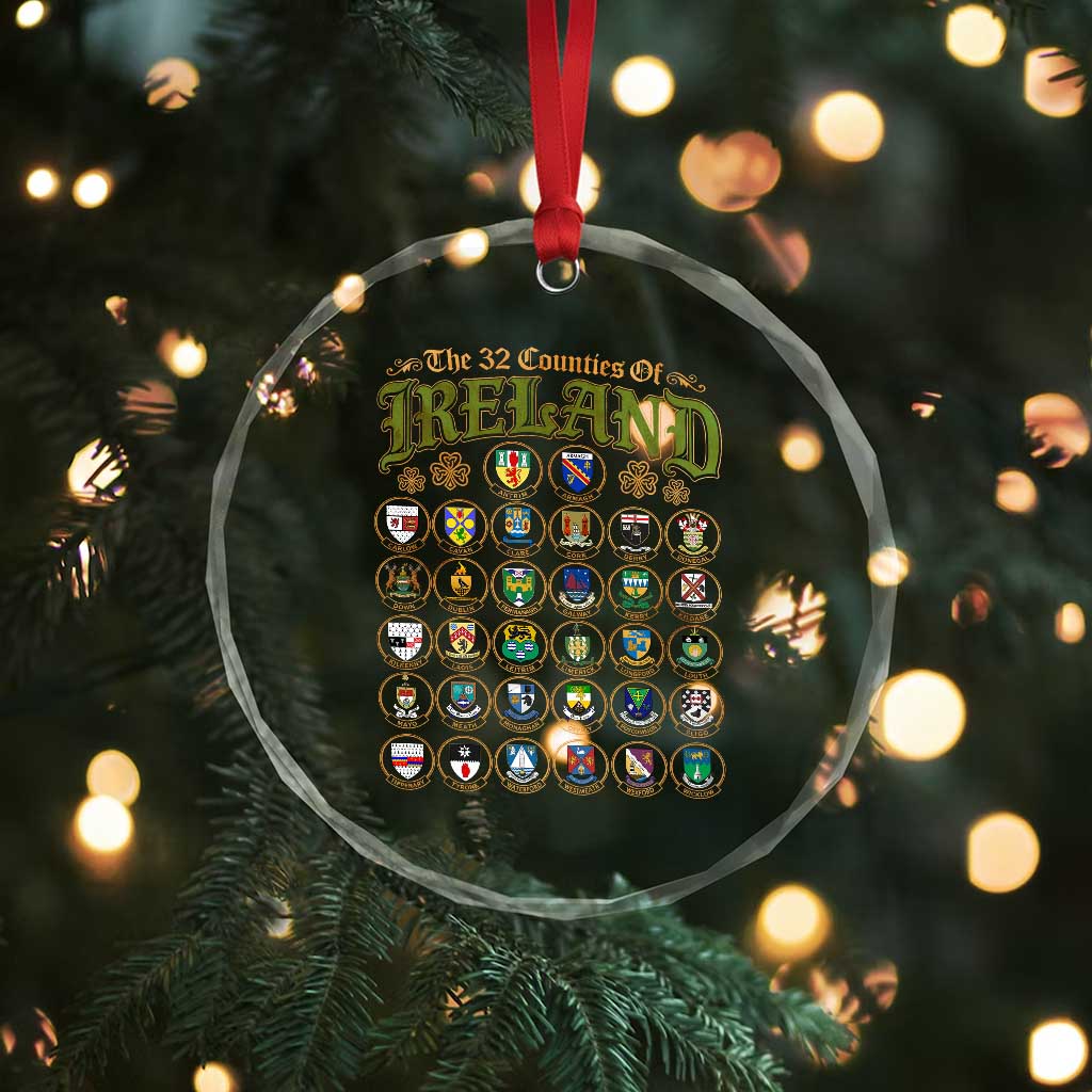 The 32 Counties Of Ireland Crystal Glass Ornament Irish Pride Heritage Vintage Celtic Shamrock TS11 Print Your Wear
