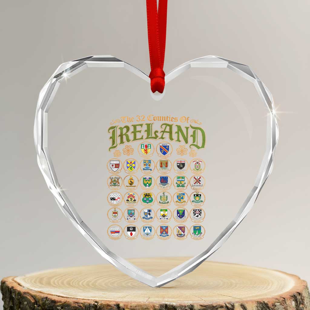The 32 Counties Of Ireland Heart Crystal Glass Ornament Irish Pride Heritage Vintage Celtic Shamrock TS11 Transparent Glass 3'' Heart Print Your Wear