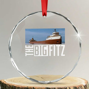 The Big Fitz Tribute Crystal Glass Ornament SS Edmund Fitzgerald Freighter Design for Great Lakes History TS02 Transparent Glass 3'' Circle Print Your Wear