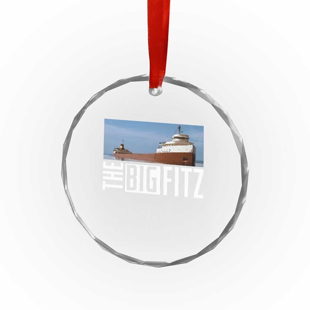 The Big Fitz Tribute Crystal Glass Ornament SS Edmund Fitzgerald Freighter Design for Great Lakes History TS02 Print Your Wear