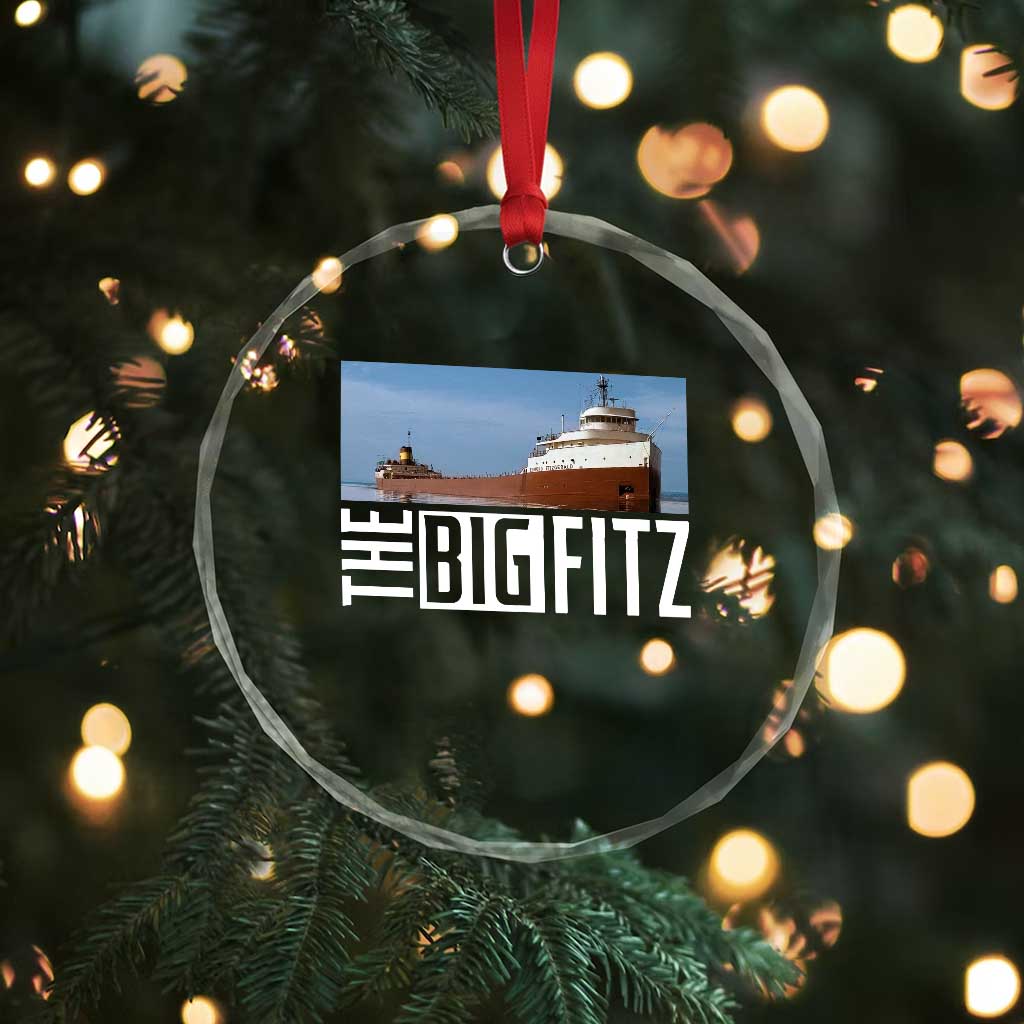 The Big Fitz Tribute Crystal Glass Ornament SS Edmund Fitzgerald Freighter Design for Great Lakes History TS02 Print Your Wear