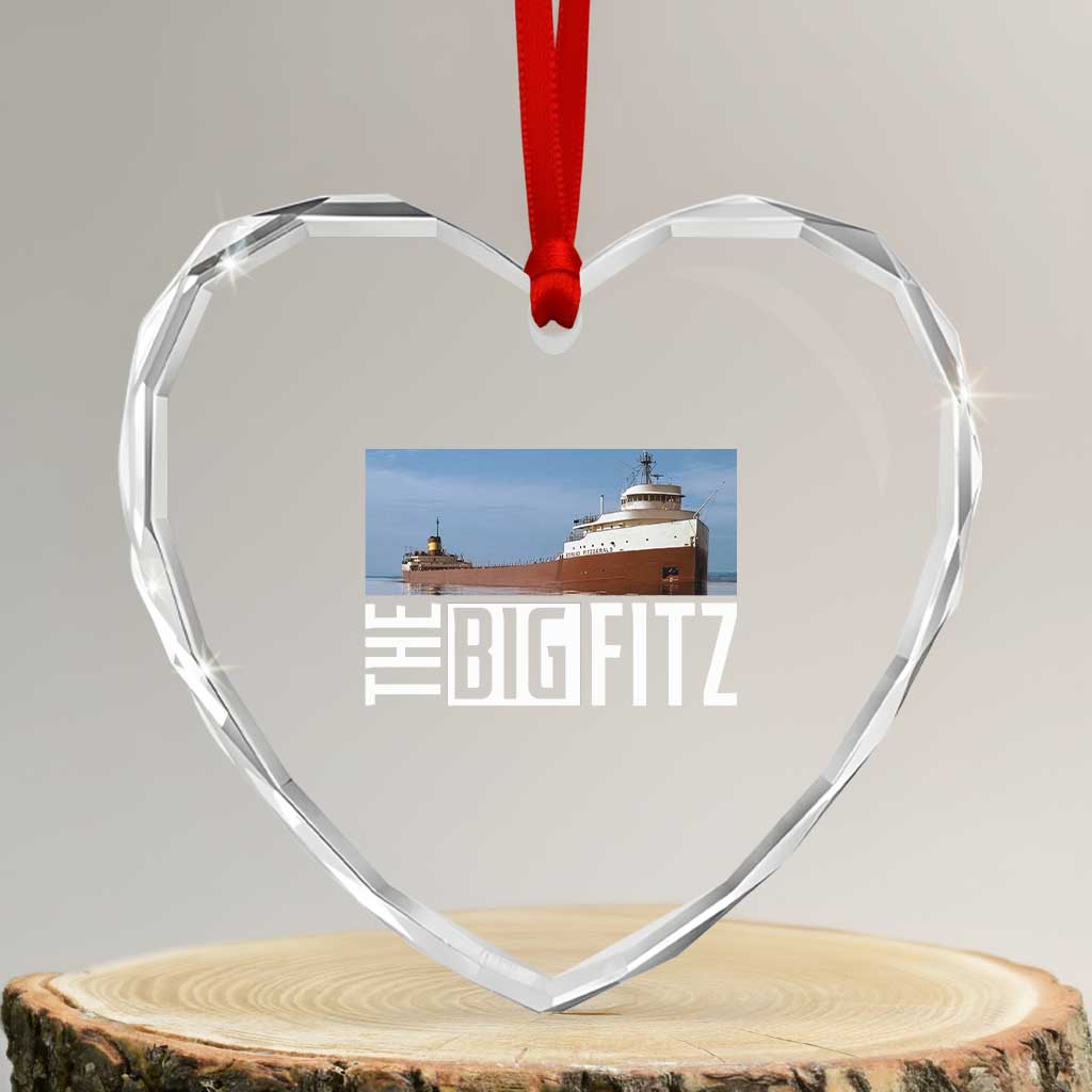 The Big Fitz Tribute Heart Crystal Glass Ornament SS Edmund Fitzgerald Freighter Design for Great Lakes History TS02 Transparent Glass 3'' Heart Print Your Wear
