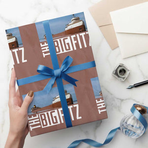The Big Fitz Tribute Wrapping Paper Roll SS Edmund Fitzgerald Freighter Design for Great Lakes History TS02 Mocha Print Your Wear