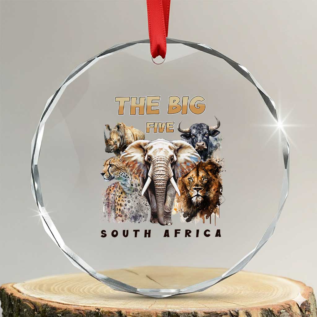 The Big Five South Africa Crystal Glass Ornament Elephant Lion Rhino Buffalo Leopard Animals Safari Wildlife TS02 Transparent Glass 3'' Circle Print Your Wear
