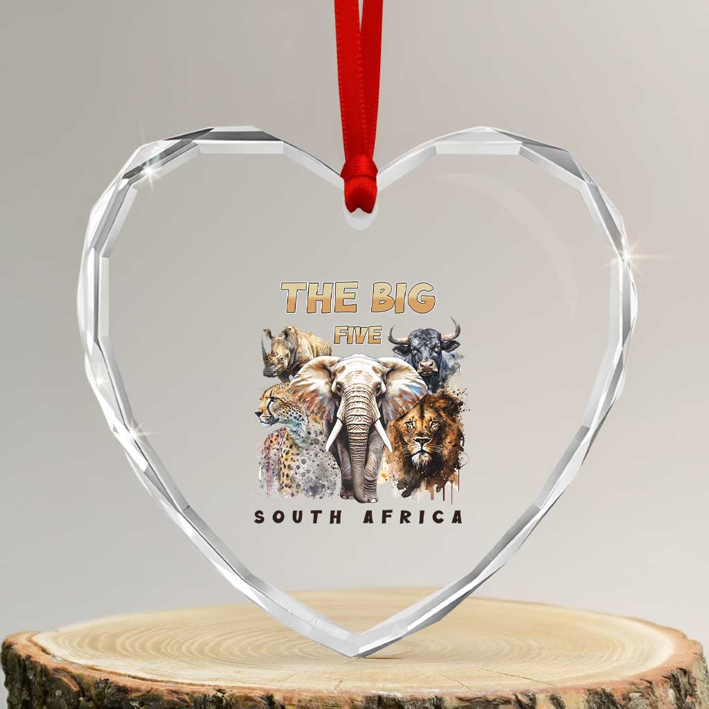 The Big Five South Africa Heart Crystal Glass Ornament Elephant Lion Rhino Buffalo Leopard Animals Safari Wildlife TS02 Transparent Glass 3'' Heart Print Your Wear