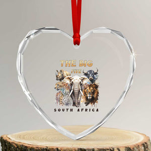 The Big Five South Africa Heart Crystal Glass Ornament Elephant Lion Rhino Buffalo Leopard Animals Safari Wildlife TS02 Transparent Glass 3'' Heart Print Your Wear