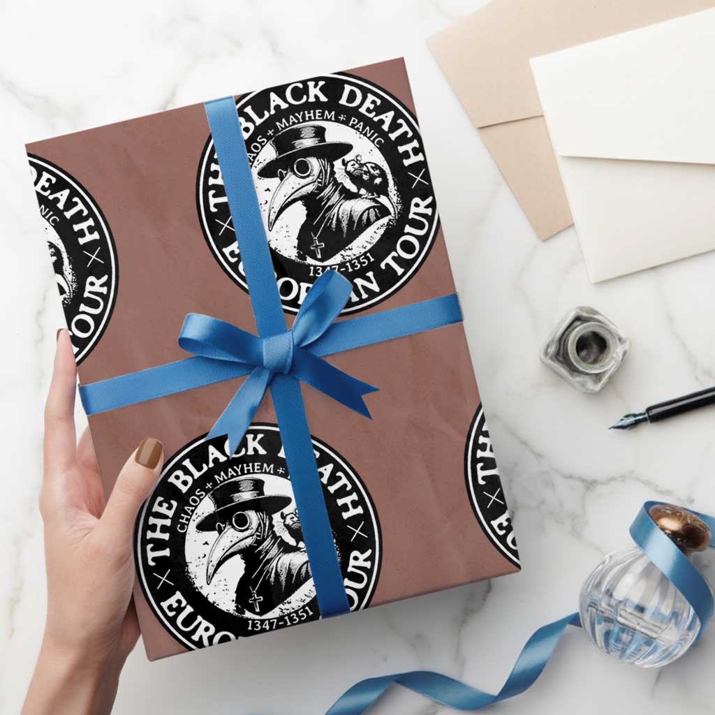 The Black Death European Tour 1347 Wrapping Paper Roll Funny Plague Doctor History Humor