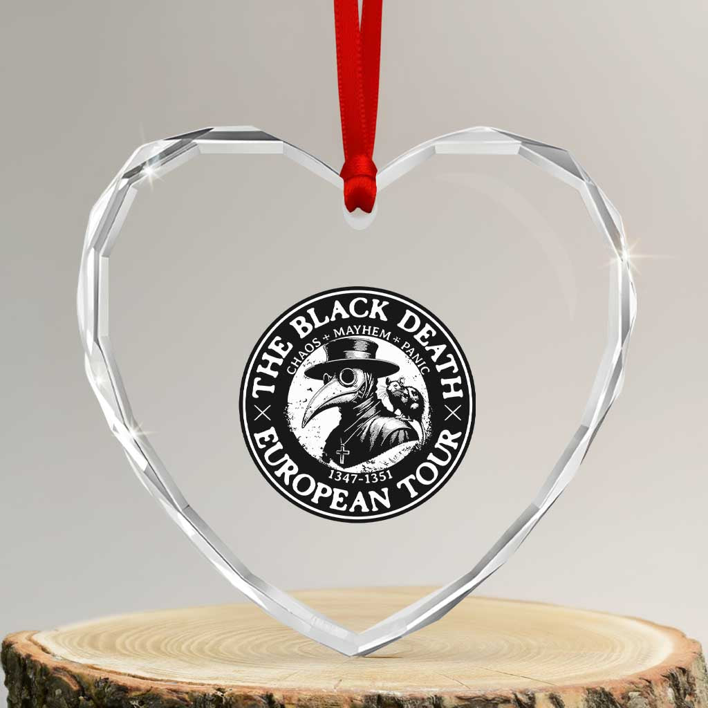 The Black Death European Tour 1347 Heart Crystal Glass Ornament Funny Plague Doctor History Humor