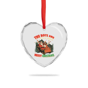 The Boys Are Back in Town Christmas Heart Crystal Glass Ornament Funny Santa Jesus TS10 Print Your Wear