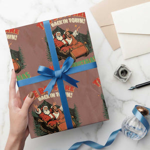 The Boys Are Back in Town Christmas Wrapping Paper Roll Funny Santa Jesus TS10 Mocha Print Your Wear