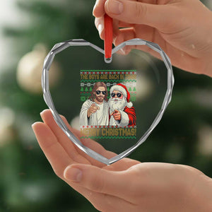 The Boys Are Back in Town Funny Christmas Heart Crystal Glass Ornament Cool Santa and Jesus Holiday Humor TS02 Print Your Wear