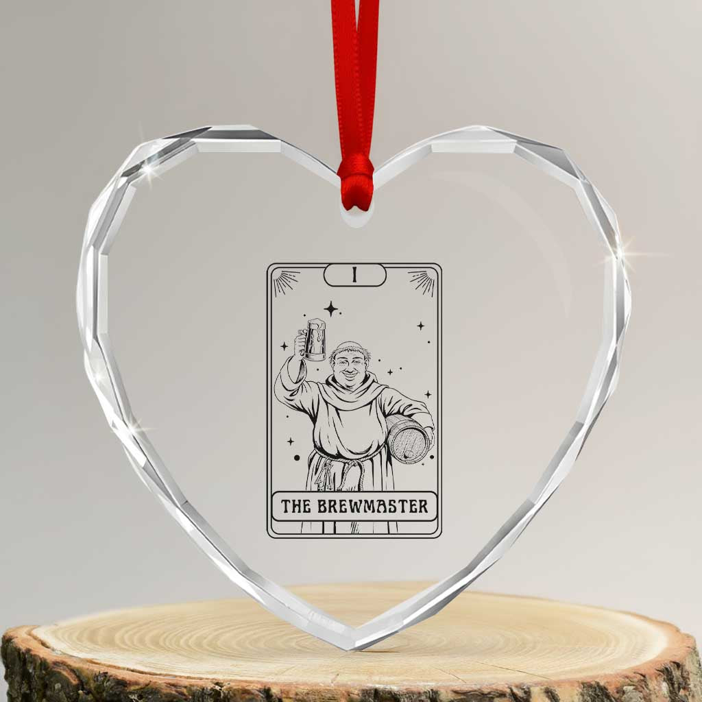 The Brewmaster Tarot Card Heart Crystal Glass Ornament Vintage Craft Beer Monk Brewery Art TS12 Transparent Glass 3'' Heart Print Your Wear