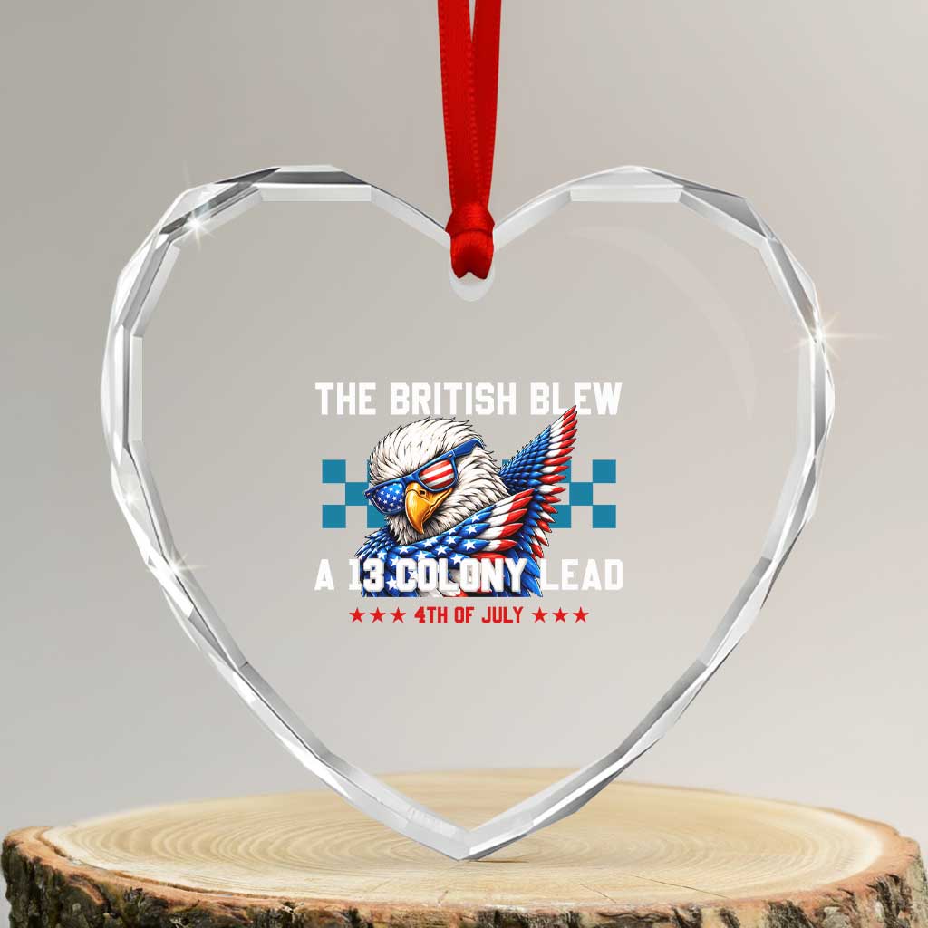 The British Blew A 13 Colony Lead Dabbing Eagle Heart Crystal Glass Ornament Funny Patriotic 4th of July History Humor Graphic