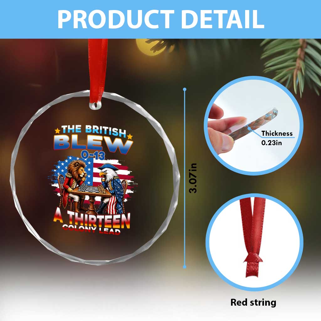 The British Blew A Thirteen Colony Lead 0-13 Lion vs Eagle Crystal Glass Ornament Chess Match Patriotic 4th of July Funny History Graphic TS02 Print Your Wear