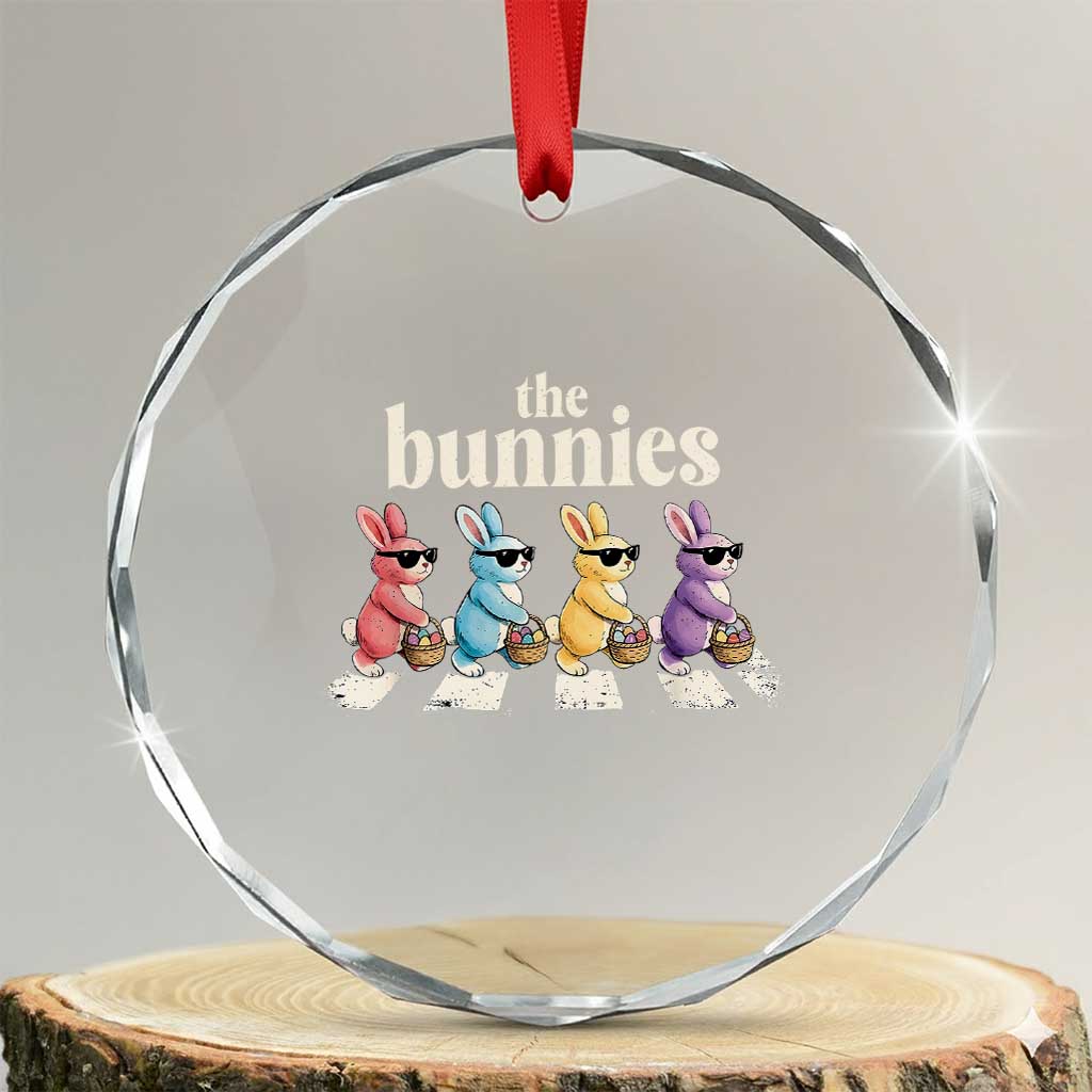 The Bunnies Parody Crossing Rabbits Graphic Crystal Glass Ornament Funny Easter Pop Culture Style Cute Bunny Gift TS02 Transparent Glass 3'' Circle Print Your Wear