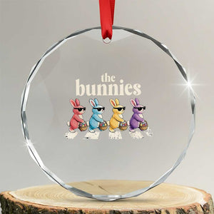 The Bunnies Parody Crossing Rabbits Graphic Crystal Glass Ornament Funny Easter Pop Culture Style Cute Bunny Gift TS02 Transparent Glass 3'' Circle Print Your Wear