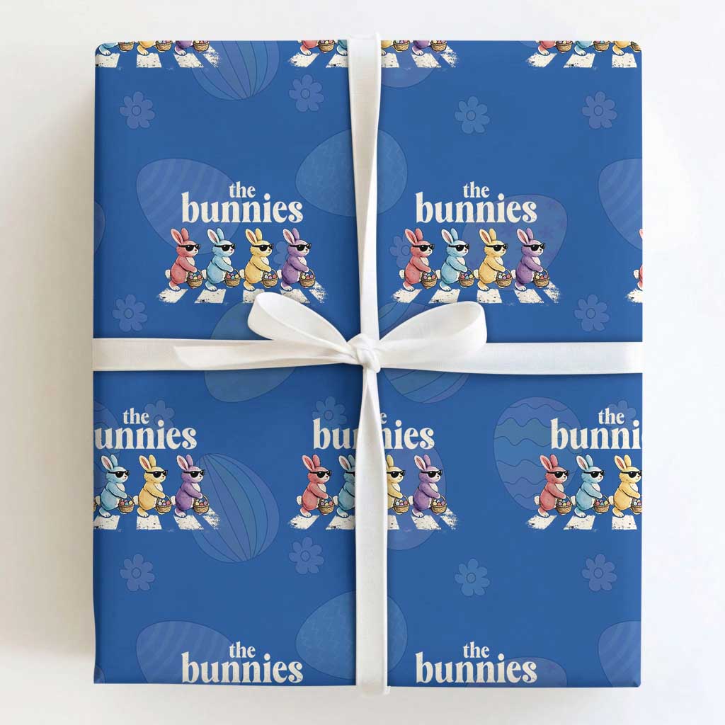 The Bunnies Parody Crossing Rabbits Graphic Wrapping Paper Roll Funny Easter Pop Culture Style Cute Bunny Gift TS02 Royal Blue Print Your Wear