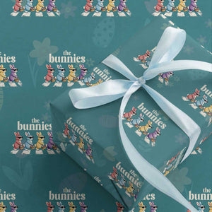 The Bunnies Parody Crossing Rabbits Graphic Wrapping Paper Roll Funny Easter Pop Culture Style Cute Bunny Gift TS02 Teal Print Your Wear
