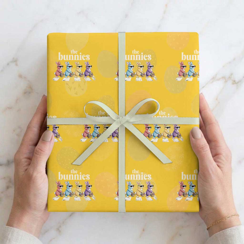 The Bunnies Parody Crossing Rabbits Graphic Wrapping Paper Roll Funny Easter Pop Culture Style Cute Bunny Gift TS02 Yellow Print Your Wear