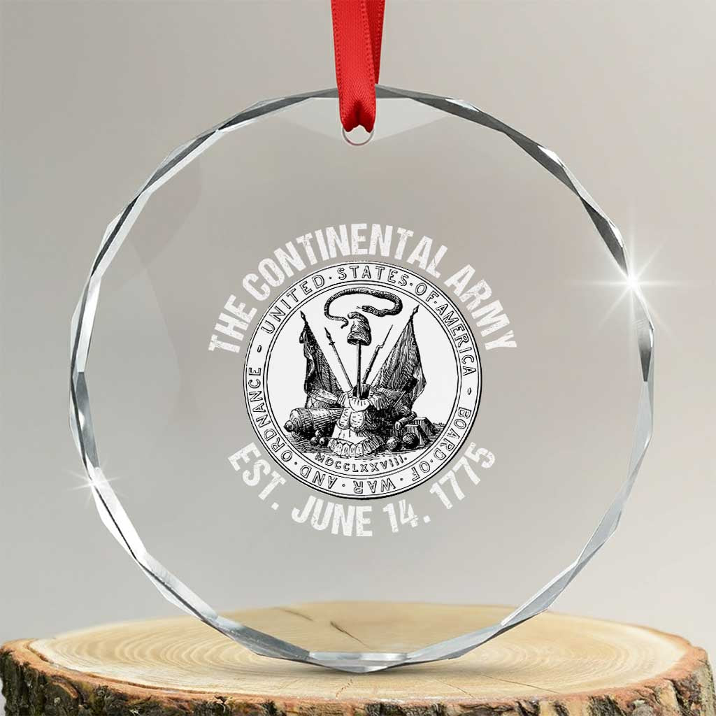 The Continental Army Est 1775 Crystal Glass Ornament Patriotic US Military History Graphic TS02 Transparent Glass 3'' Circle Print Your Wear