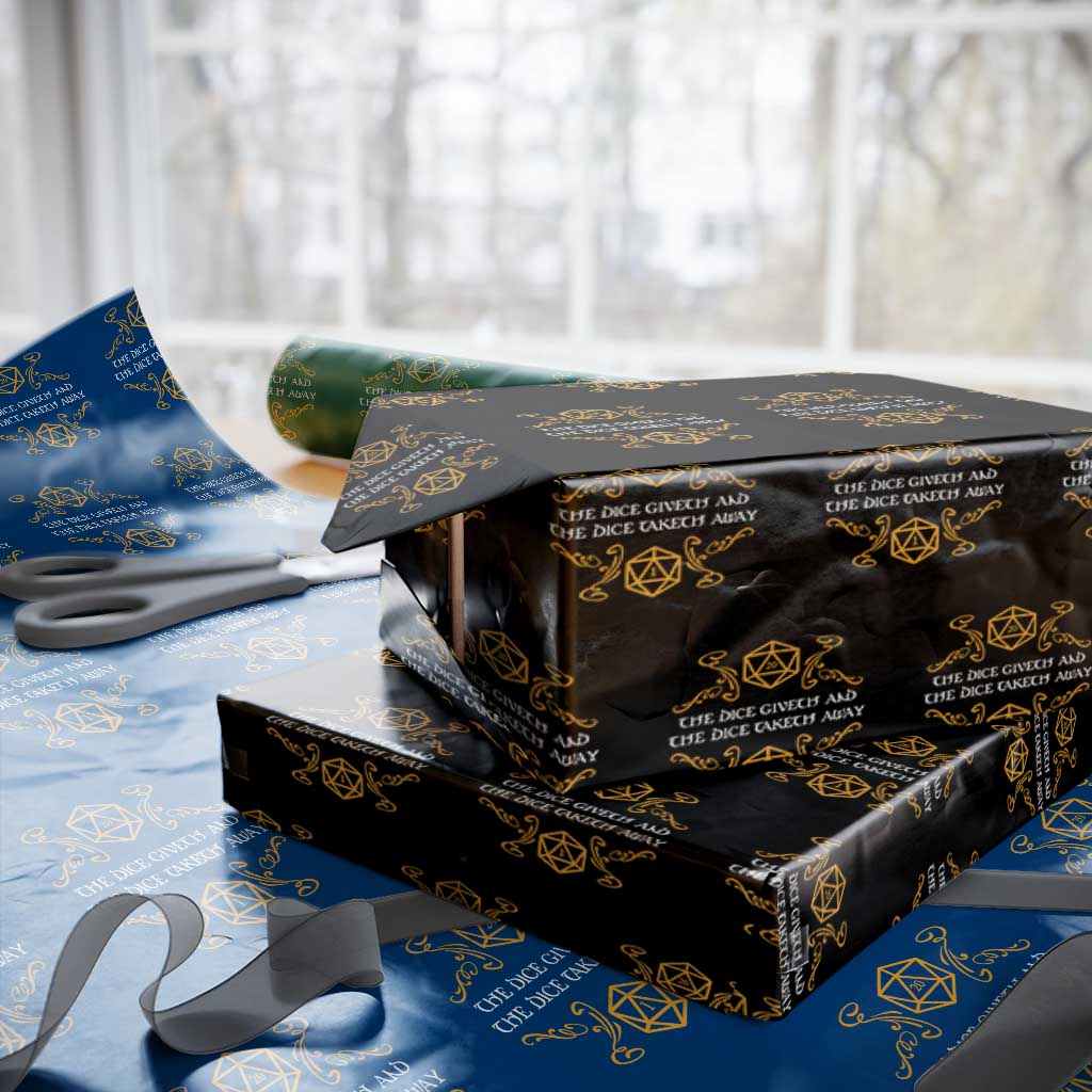 The Dice Giveth and the Dice Taketh Away RPG Quote Wrapping Paper Roll Classic Tabletop Dice Humor Fantasy Roleplay Fans TS02 Black Print Your Wear