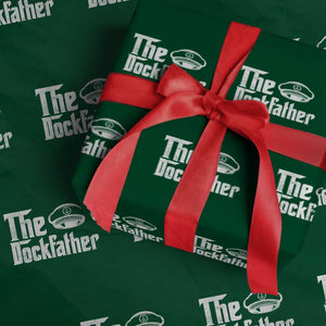 The Dockfather Wrapping Paper Roll Funny Boat Captain Dad Boating Humor Father's Day TS11 Green Print Your Wear