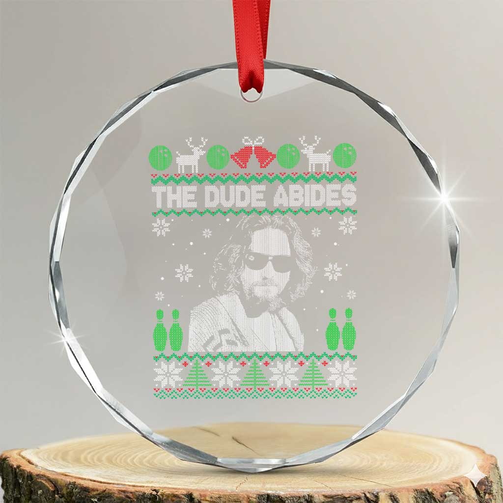 The Dude Abides Christmas Bowling Crystal Glass Ornament Funny Bowling Movie TS11 Transparent Glass 3'' Circle Print Your Wear