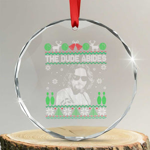 The Dude Abides Christmas Bowling Crystal Glass Ornament Funny Bowling Movie TS11 Transparent Glass 3'' Circle Print Your Wear