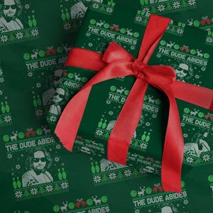 The Dude Abides Christmas Bowling Wrapping Paper Roll Funny Bowling Movie TS11 Green Print Your Wear