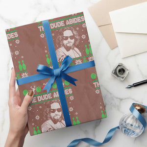 The Dude Abides Christmas Bowling Wrapping Paper Roll Funny Bowling Movie TS11 Mocha Print Your Wear