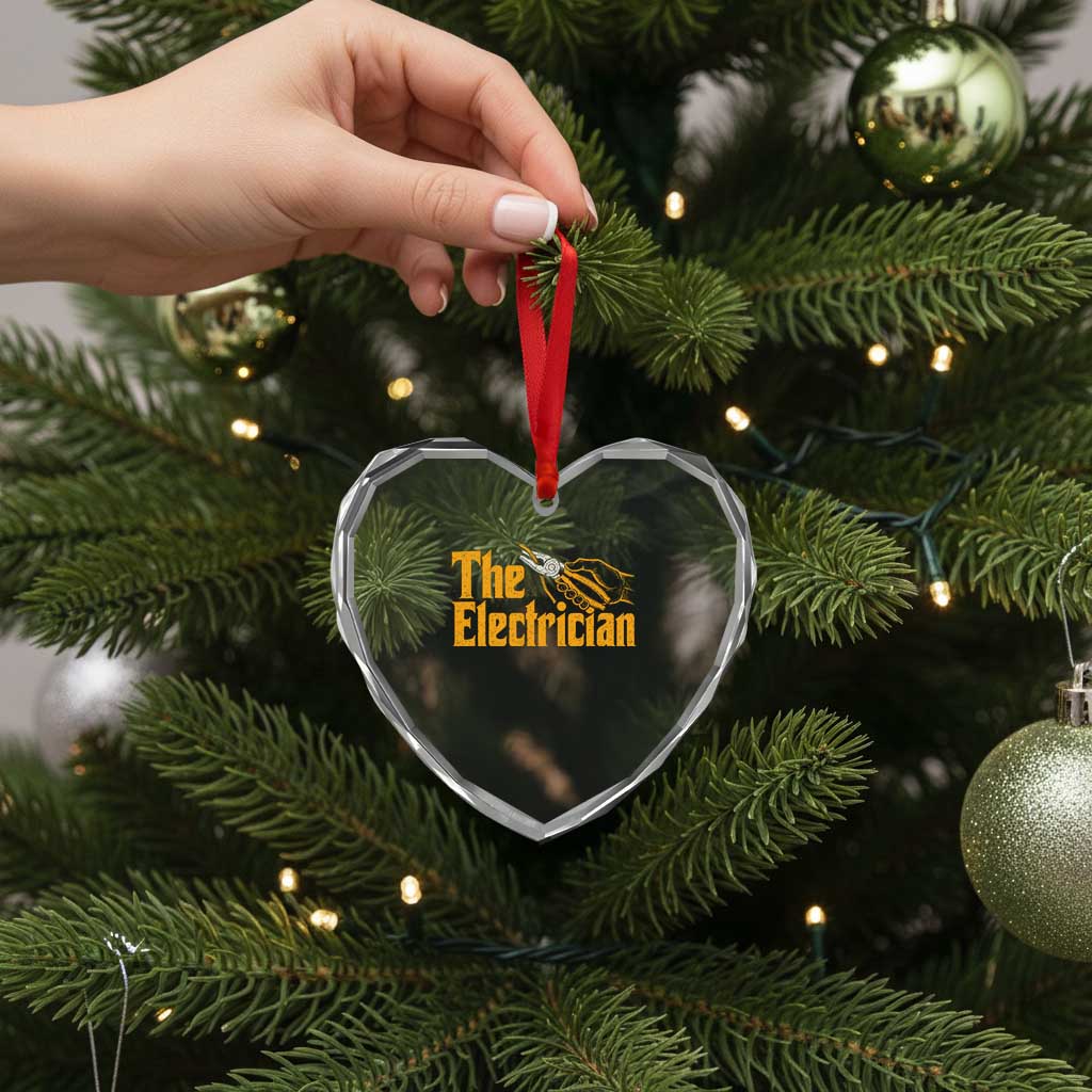 The Electrician Heart Crystal Glass Ornament Vintage Wire Stripper Pliers Graphic