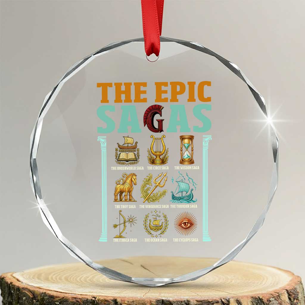 The Epic Sagas Ancient Greek Mythology Graphic Crystal Glass Ornament Odysseus Journey Odyssey History Lover Gift TS02 Transparent Glass 3'' Circle Print Your Wear