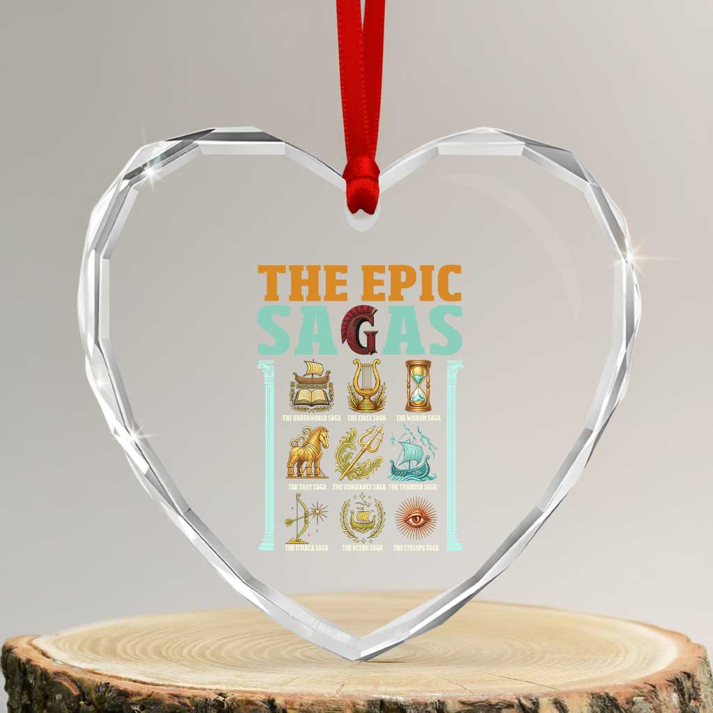 The Epic Sagas Ancient Greek Mythology Graphic Heart Crystal Glass Ornament Odysseus Journey Odyssey History Lover Gift TS02 Transparent Glass 3'' Heart Print Your Wear
