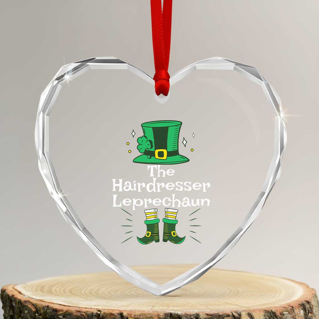 The Hairdresser Leprechaun Matching Group Heart Crystal Glass Ornament Festive St Patricks Day Squad Hairdressers TS02 Transparent Glass 3'' Heart Print Your Wear