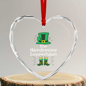 The Hairdresser Leprechaun Matching Group Heart Crystal Glass Ornament Festive St Patricks Day Squad Hairdressers TS02 Transparent Glass 3'' Heart Print Your Wear
