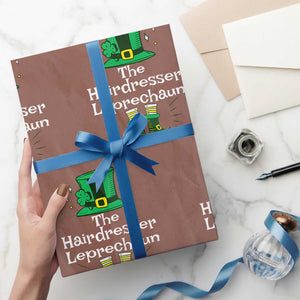 The Hairdresser Leprechaun Matching Group Wrapping Paper Roll Festive St Patricks Day Squad Hairdressers TS02 Mocha Print Your Wear