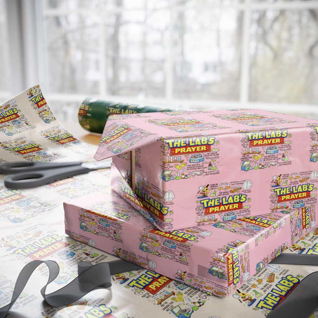 The Lab’s Prayer Funny Lab Week 2026 Wrapping Paper Roll Medical Laboratory Scientist Humor Gift for Lab Techs TS02 Light Pink Print Your Wear