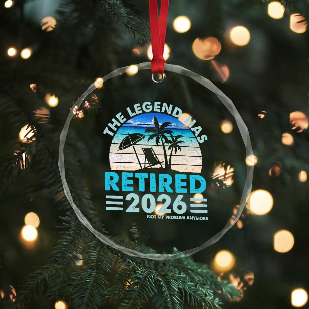 The Legend Has Retired 2026 Crystal Glass Ornament Vintage Tropical Beach Sunset Graphic Ocean Vibes