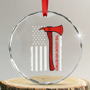 The Legend Has Retired Firefighter Crystal Glass Ornament Vintage Retirement Gifts Fireman American Flag TS10 Transparent Glass 3'' Circle Print Your Wear