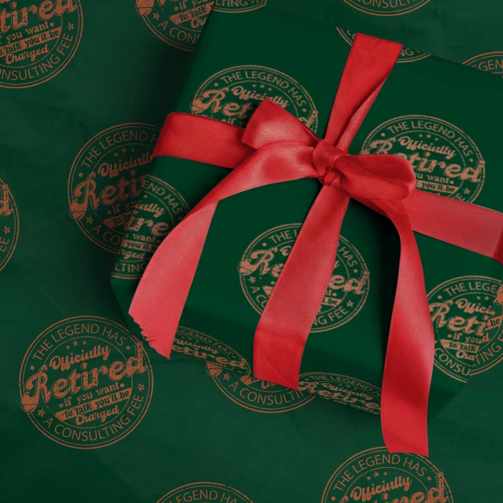 The Legend Has Retired Wrapping Paper Roll Retro Funny Retirement Gift Dad Humor TS10 Green Print Your Wear