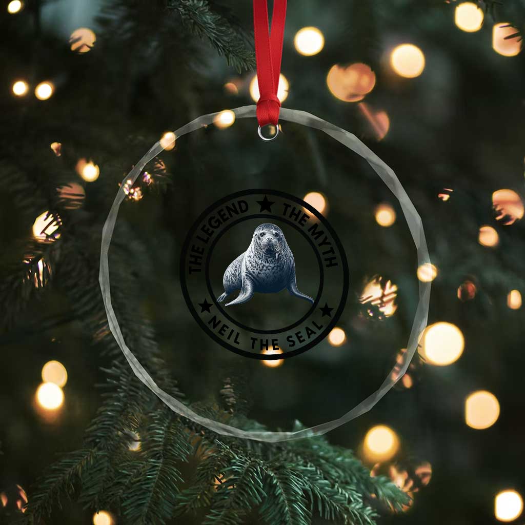 The Legend The Myth Neil The Seal Emblem Graphic Crystal Glass Ornament Funny Viral Southern Elephant Seal Meme TS02 Print Your Wear