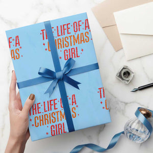 The Life Of A Christmas Girl Wrapping Paper Roll TS14 Light Blue Print Your Wear