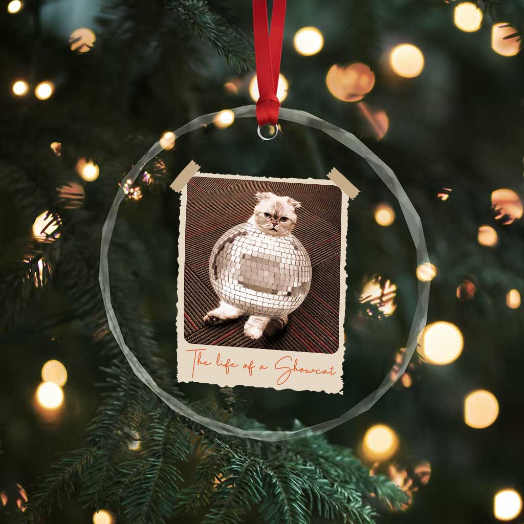 The Life Of A Showcat Crystal Glass Ornament Funny Vintage Photo Cat Era TS10 Print Your Wear