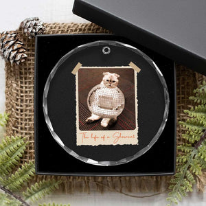 The Life Of A Showcat Crystal Glass Ornament Funny Vintage Photo Cat Era TS10 Print Your Wear